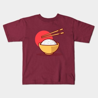 Japanese Rice Bowl with Chopsticks Kids T-Shirt